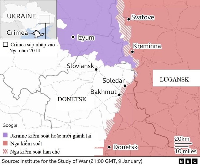 Ảnh vệ tinh hé lộ trận chiến khốc liệt ở miền Đông Ukraine