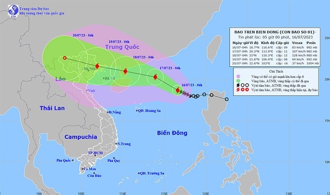 Bão số 1 hướng về vịnh Bắc Bộ