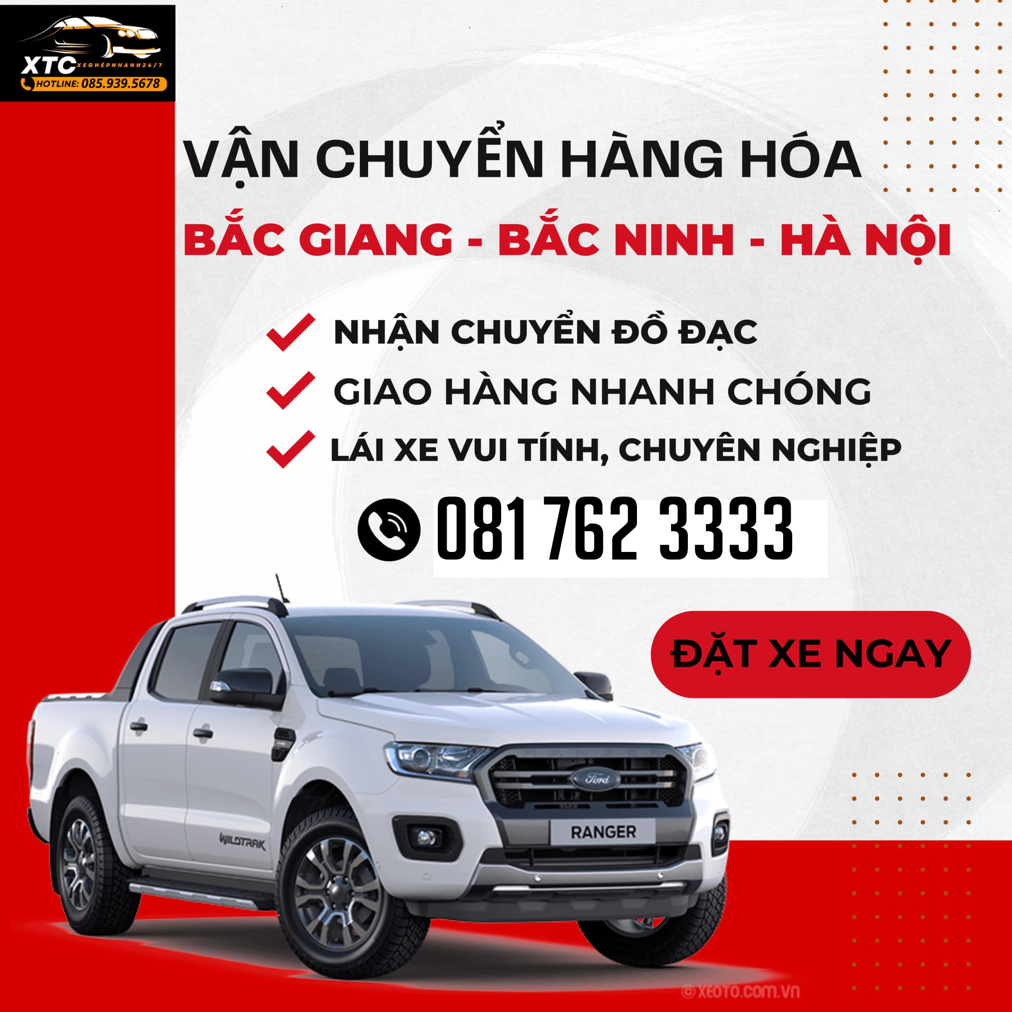 Xe Ghép Nhanh XTC tuyến Bắc Giang - Bắc Ninh - Hà Nội 24/7